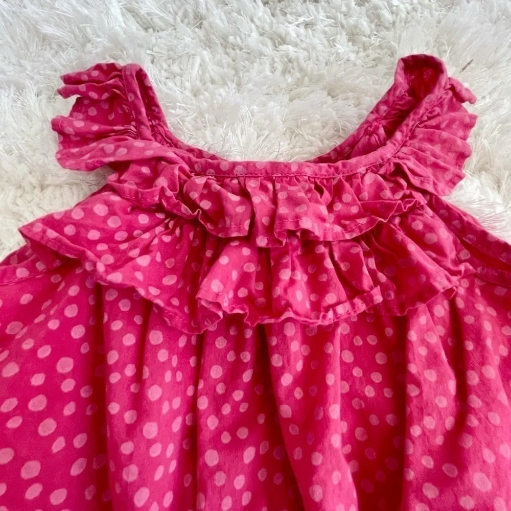 Girls hot pink polka dots dress